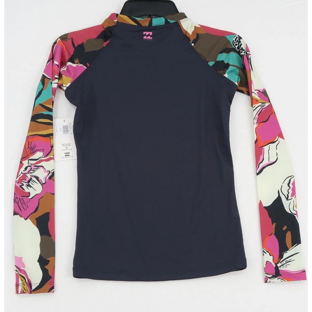 Billabong Day Drift Long Sleeve Rashguard Navy Floral UPF 50 Small - Picture 2 of 9